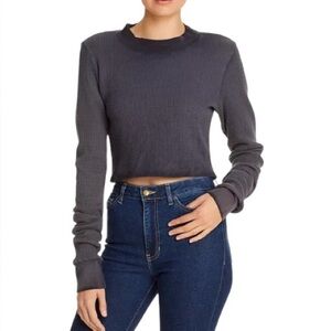 🟣Cotton Citizen Charcoal Crop Top